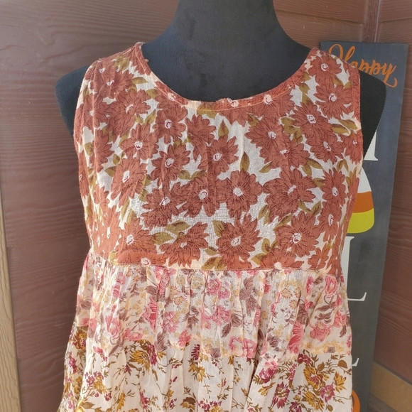 Zephyr Floral Fall Autumn Tiered Sleeveless Floral Top Women's Size Medium - Picture 5 of 10